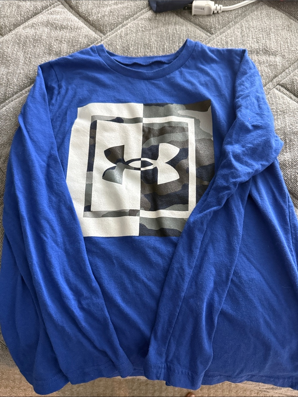Under Armour Royal Blue Long-Sleeve Logo Tee with Camo Graphic
